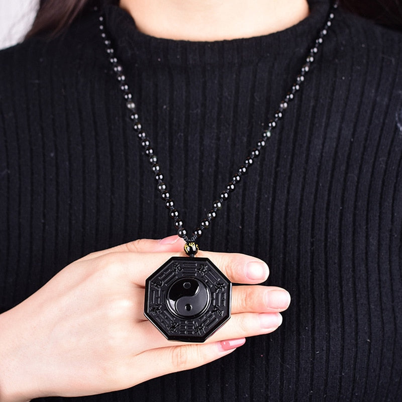 Obsidian Yin Yang Halskette-Bella Webshop