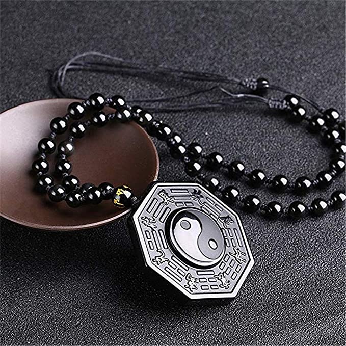 Obsidian Yin Yang Halskette-Bella Webshop