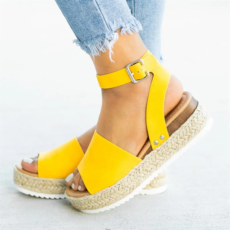 Offene Zehen-Knöchelriemen-Keilschuhe-Bella Webshop