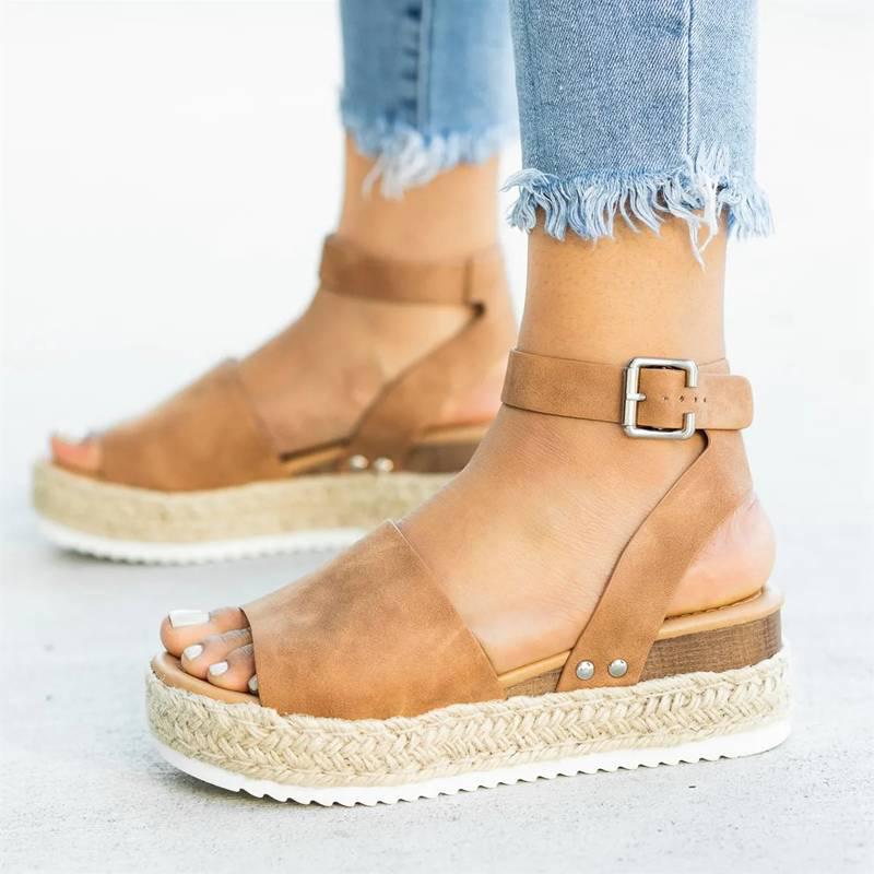 Offene Zehen-Knöchelriemen-Keilschuhe-Bella Webshop