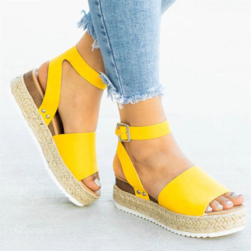 Offene Zehen-Knöchelriemen-Keilschuhe-Bella Webshop