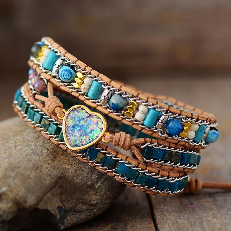 Opal Herz Wickelarmband-Bella Webshop