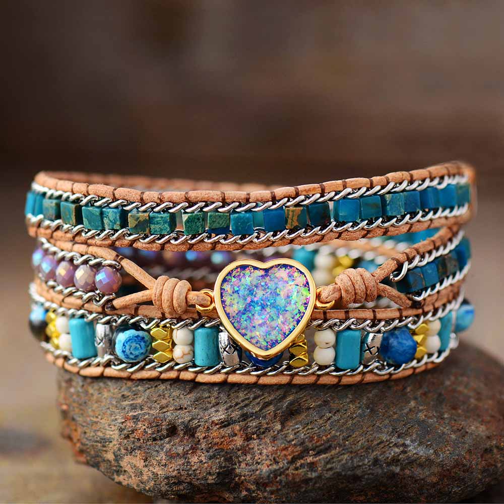 Opal Herz Wickelarmband-Bella Webshop