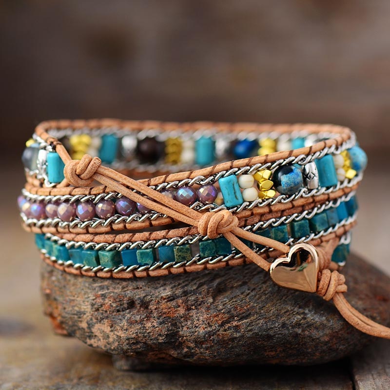 Opal Herz Wickelarmband-Bella Webshop