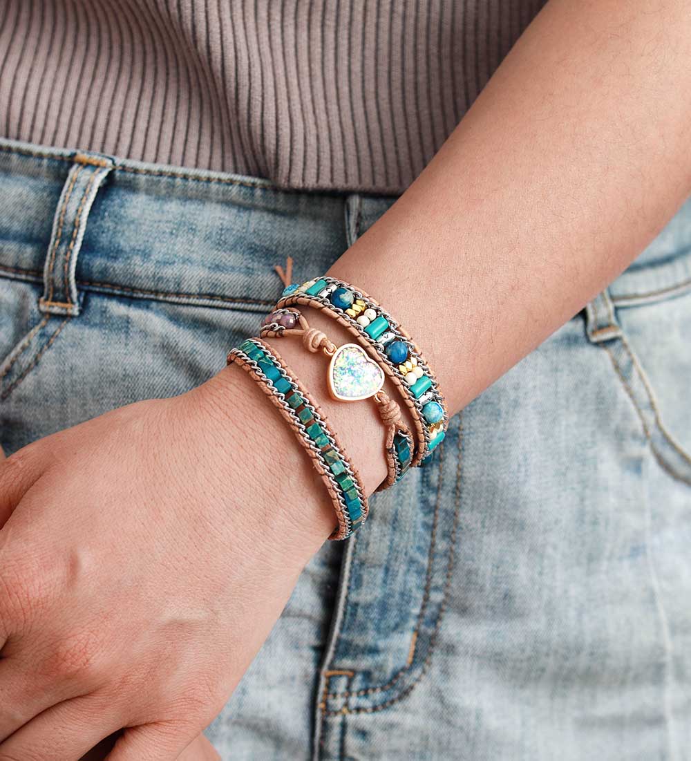 Opal Herz Wickelarmband-Bella Webshop