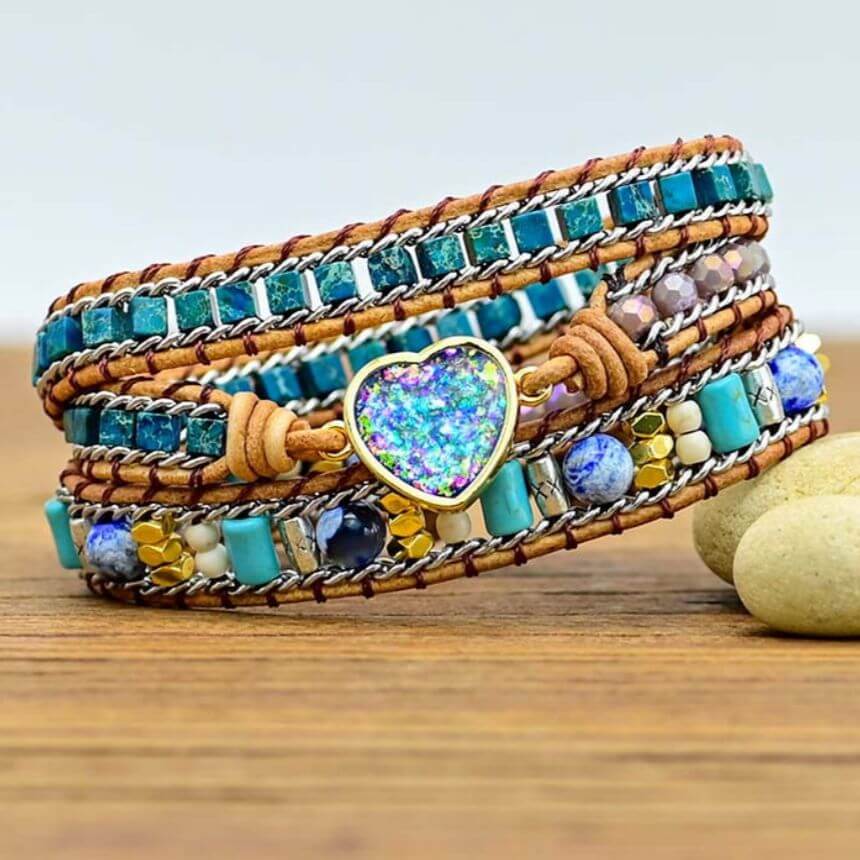 Opal Herz Wickelarmband-Bella Webshop