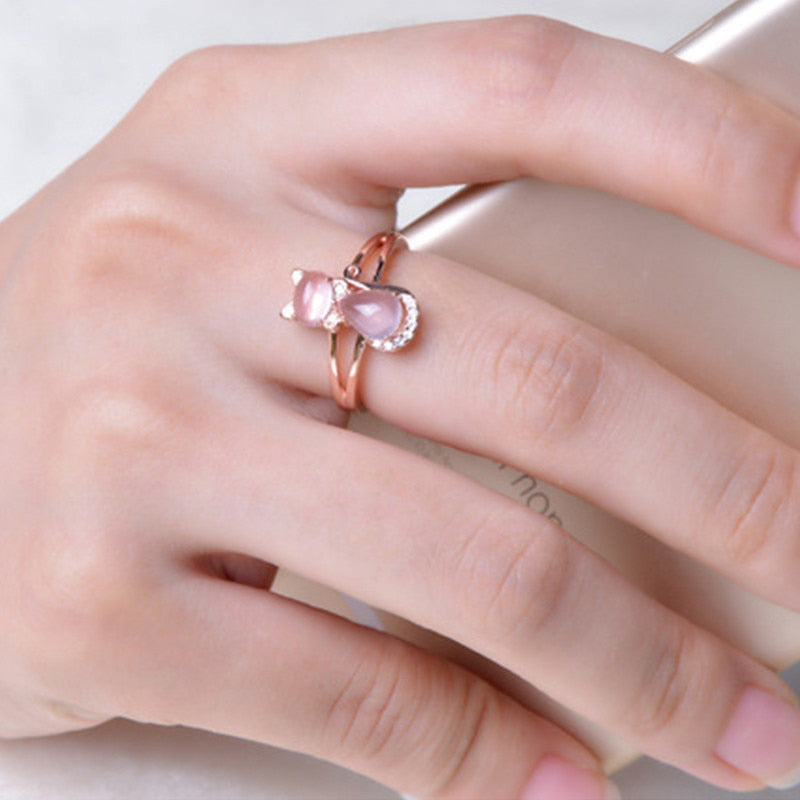 Opal Katze Ring-Bella Webshop