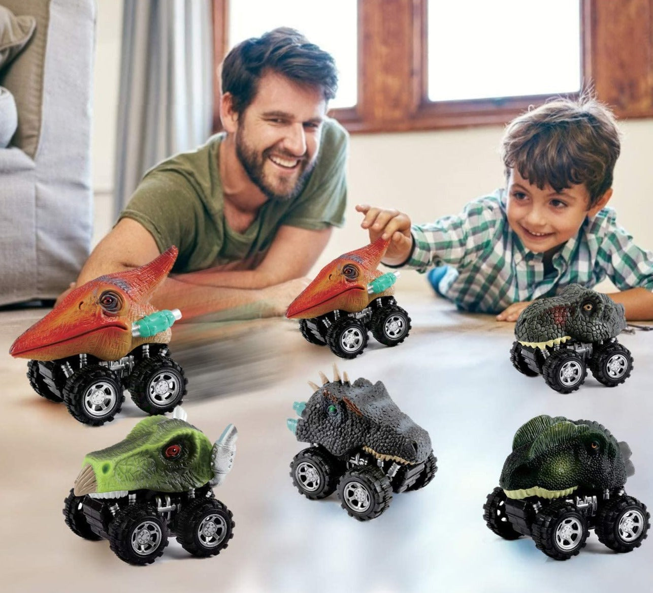 Pull Back Dinosaur Mini Auto (6 Stück)-Bella Webshop