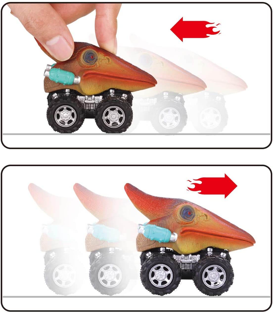 Pull Back Dinosaur Mini Auto (6 Stück)-Bella Webshop