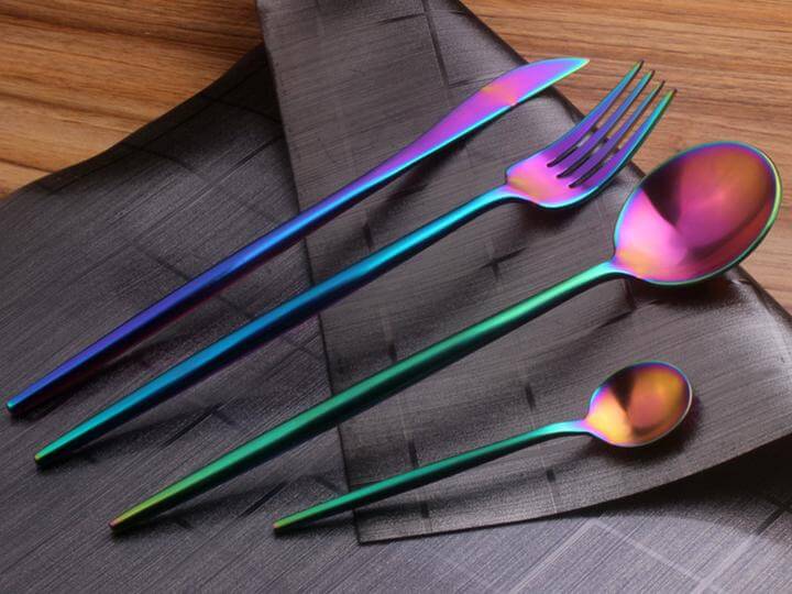 Regenbogen-Besteck-Set (4 Teile)-Bella Webshop