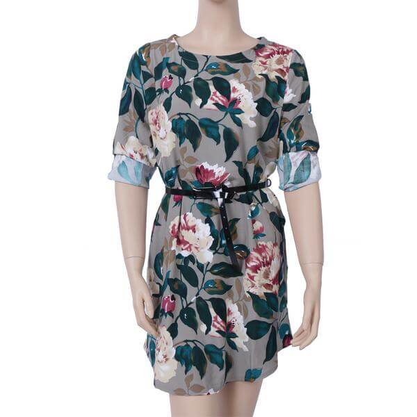 Retro Floral Langärmeliges Kleid-Bella Webshop