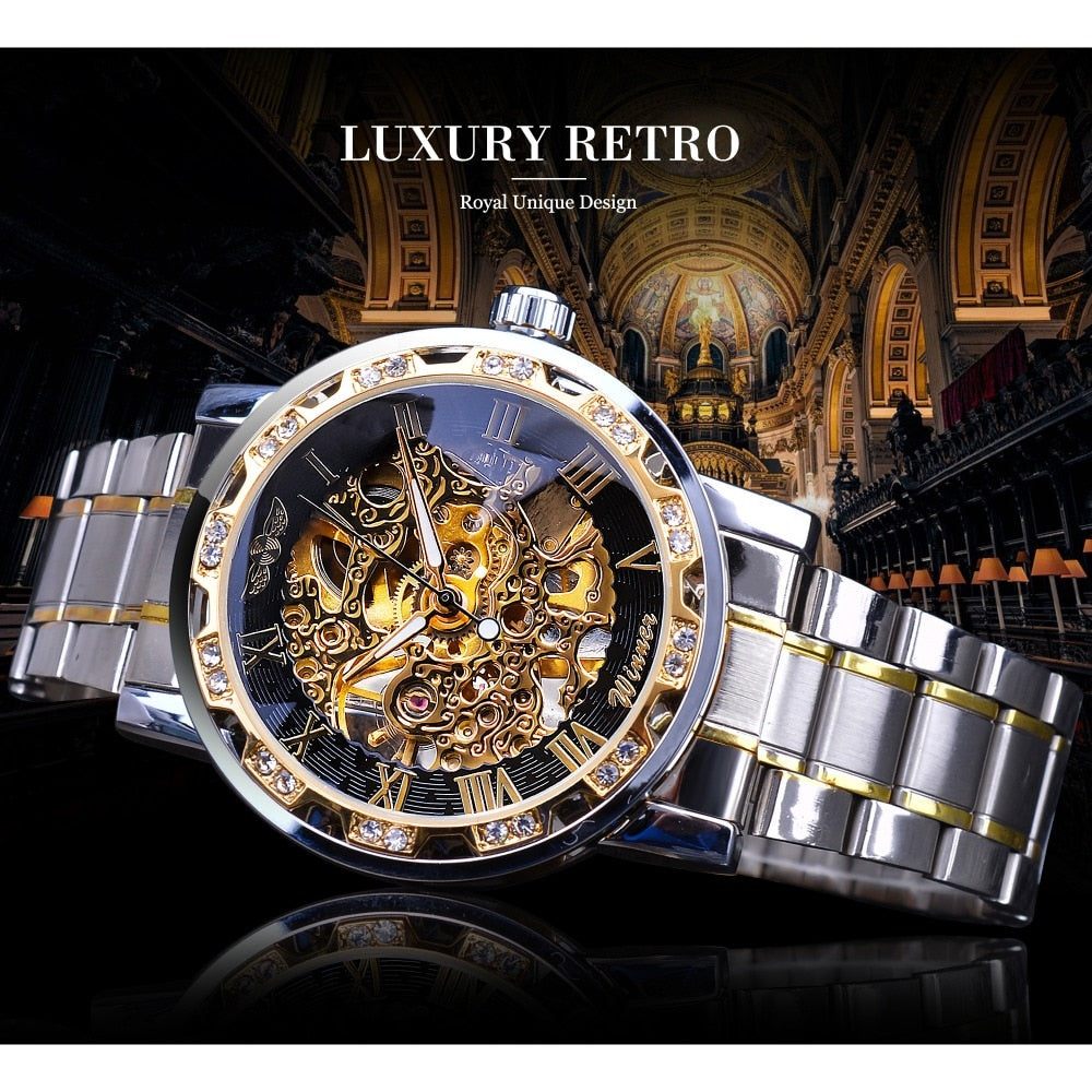 Retro-Leucht-Skelett Mechanische Uhr-Bella Webshop