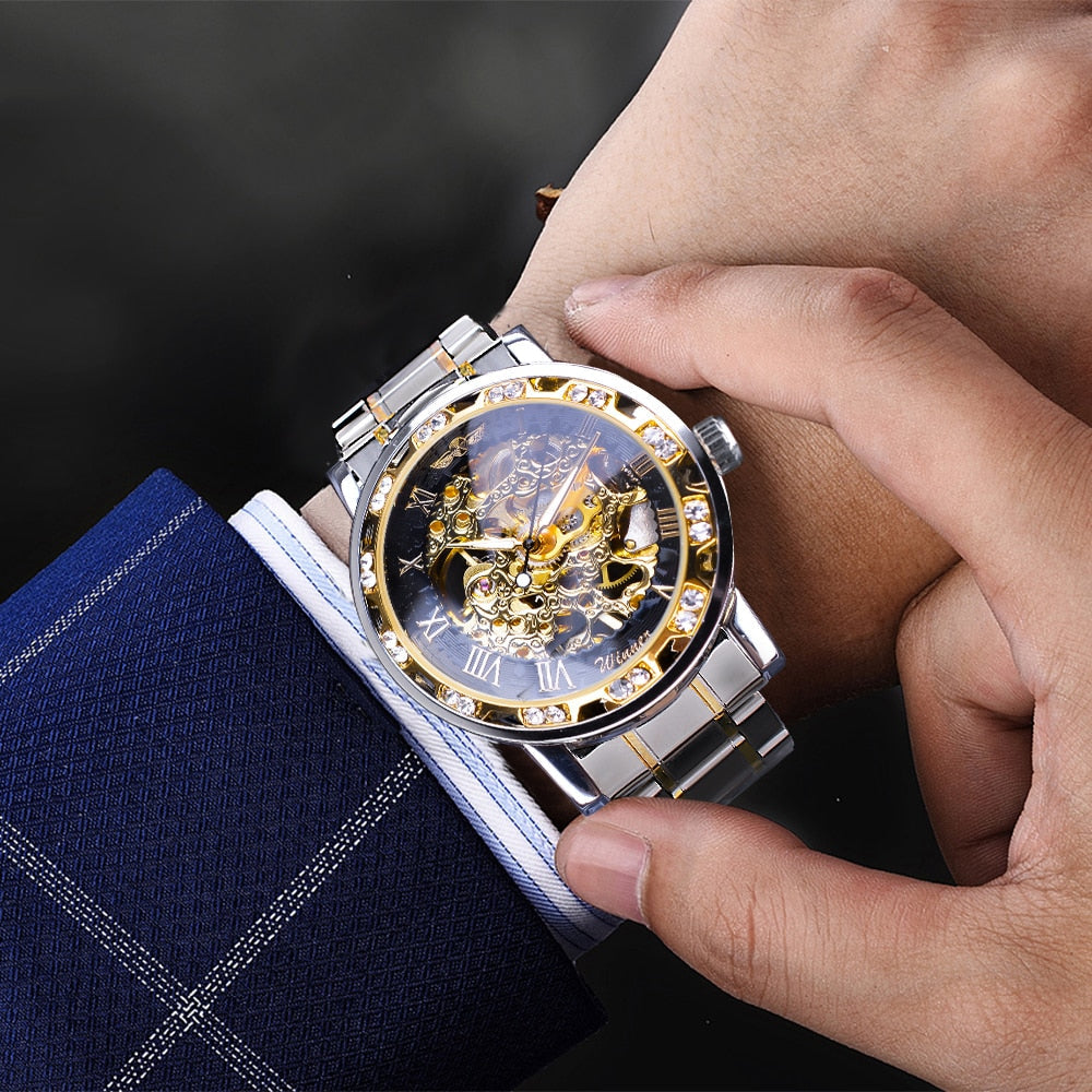 Retro-Leucht-Skelett Mechanische Uhr-Bella Webshop