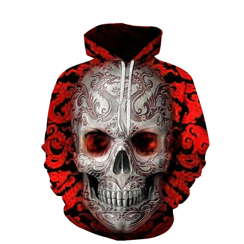 Roter Hoodie Mit Totenkopf-Bella Webshop