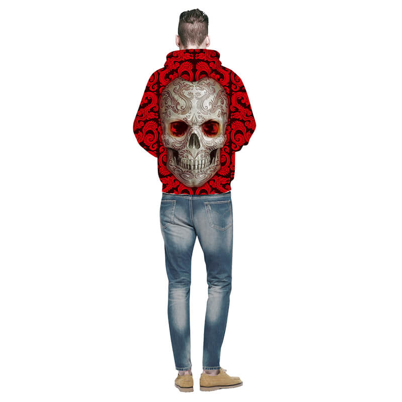 Roter Hoodie Mit Totenkopf-Bella Webshop
