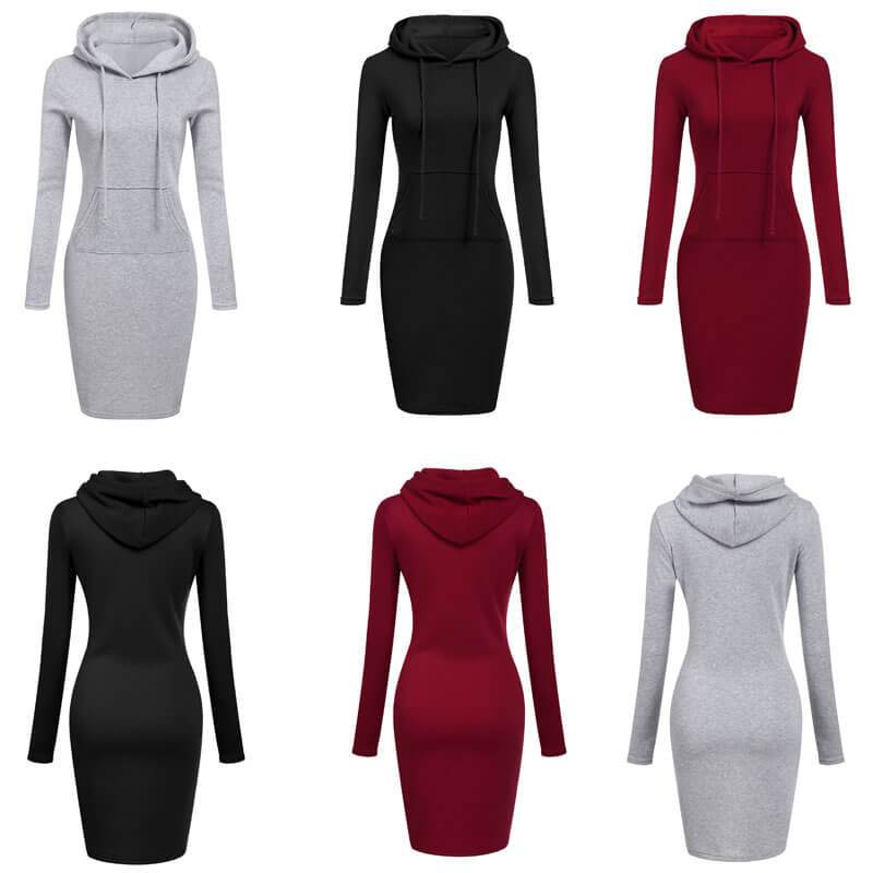 Schmales Pullover-Kapuzenkleid-Bella Webshop