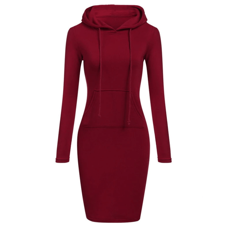 Schmales Pullover-Kapuzenkleid-Bella Webshop