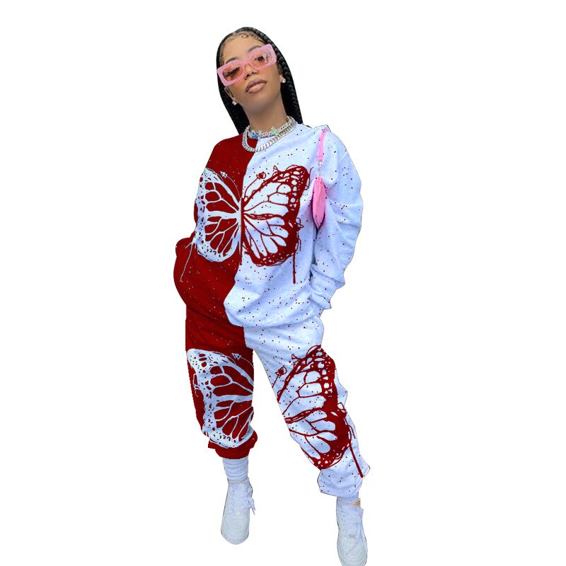 Schmetterling Druck Baumwoll-Trainingsanzug-Bella Webshop