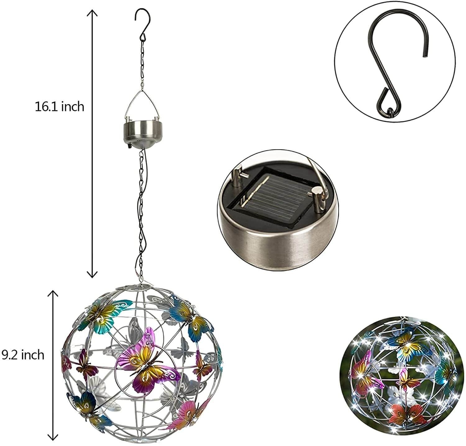Solarbeleuchtete Schmetterlingskugel Aus Mesh-Bella Webshop