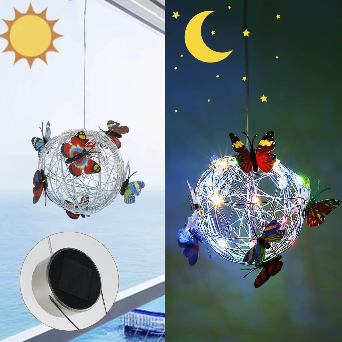 Solarbeleuchtete Schmetterlingskugel Aus Mesh-Bella Webshop