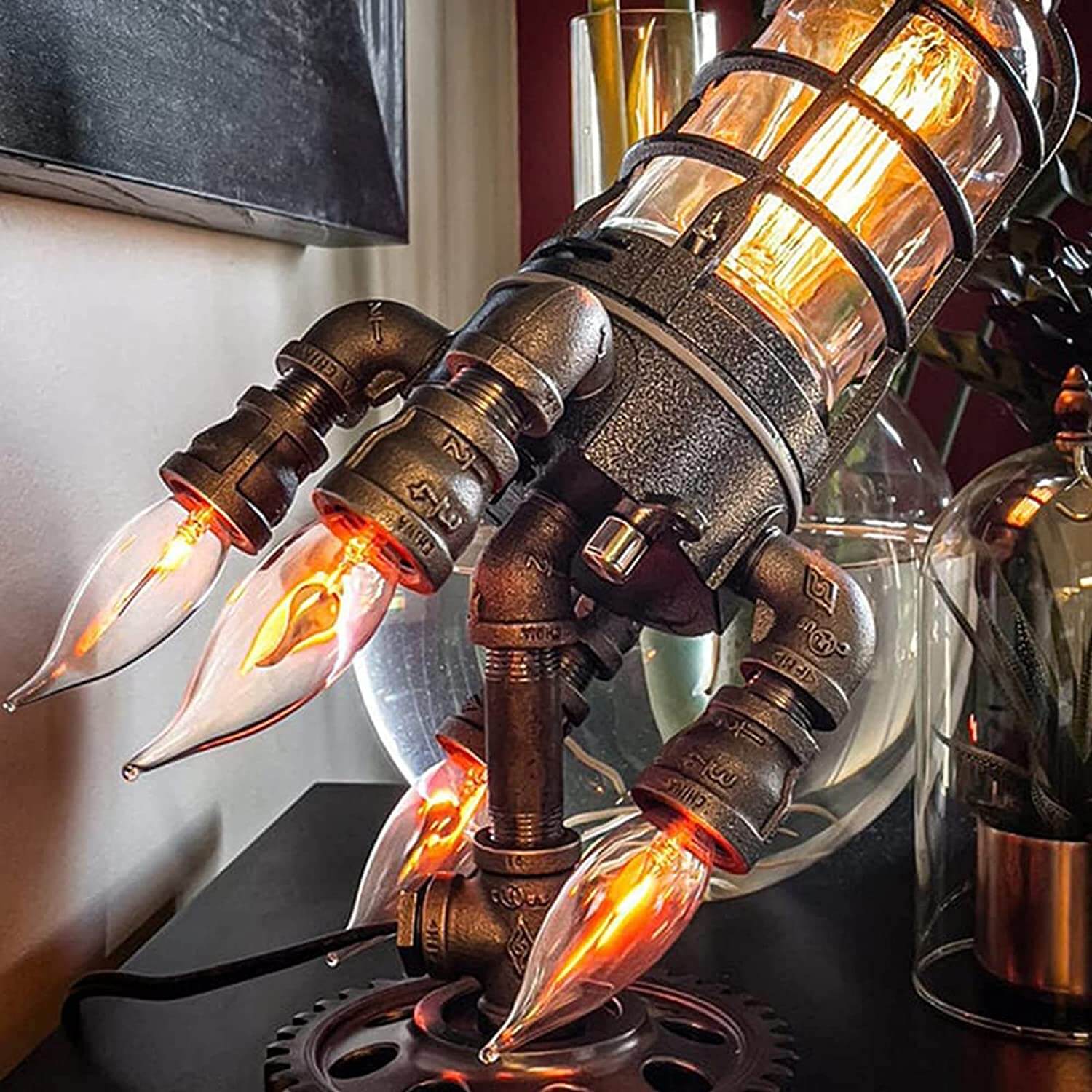 Steampunk Rakete Lampe-Bella Webshop