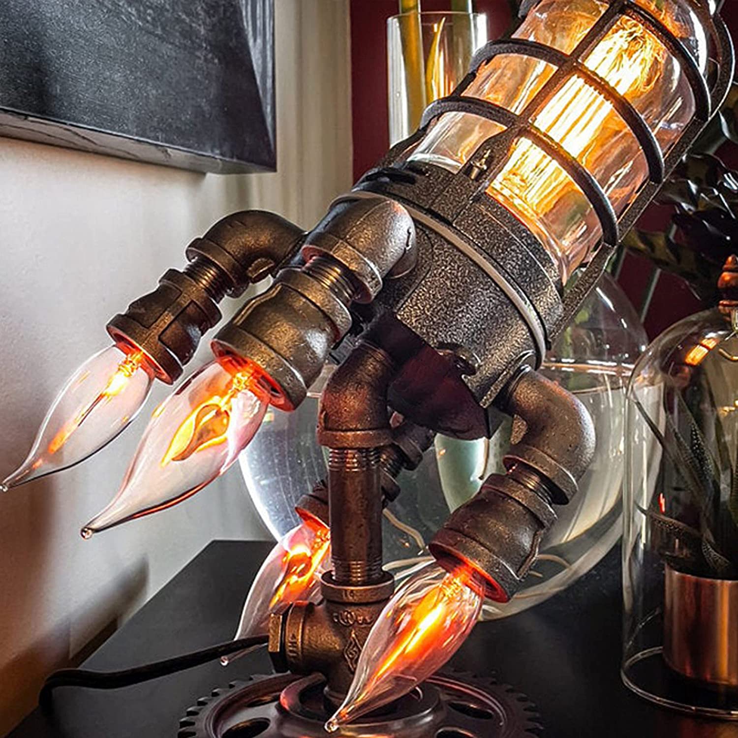 Steampunk Rakete Lampe-Bella Webshop