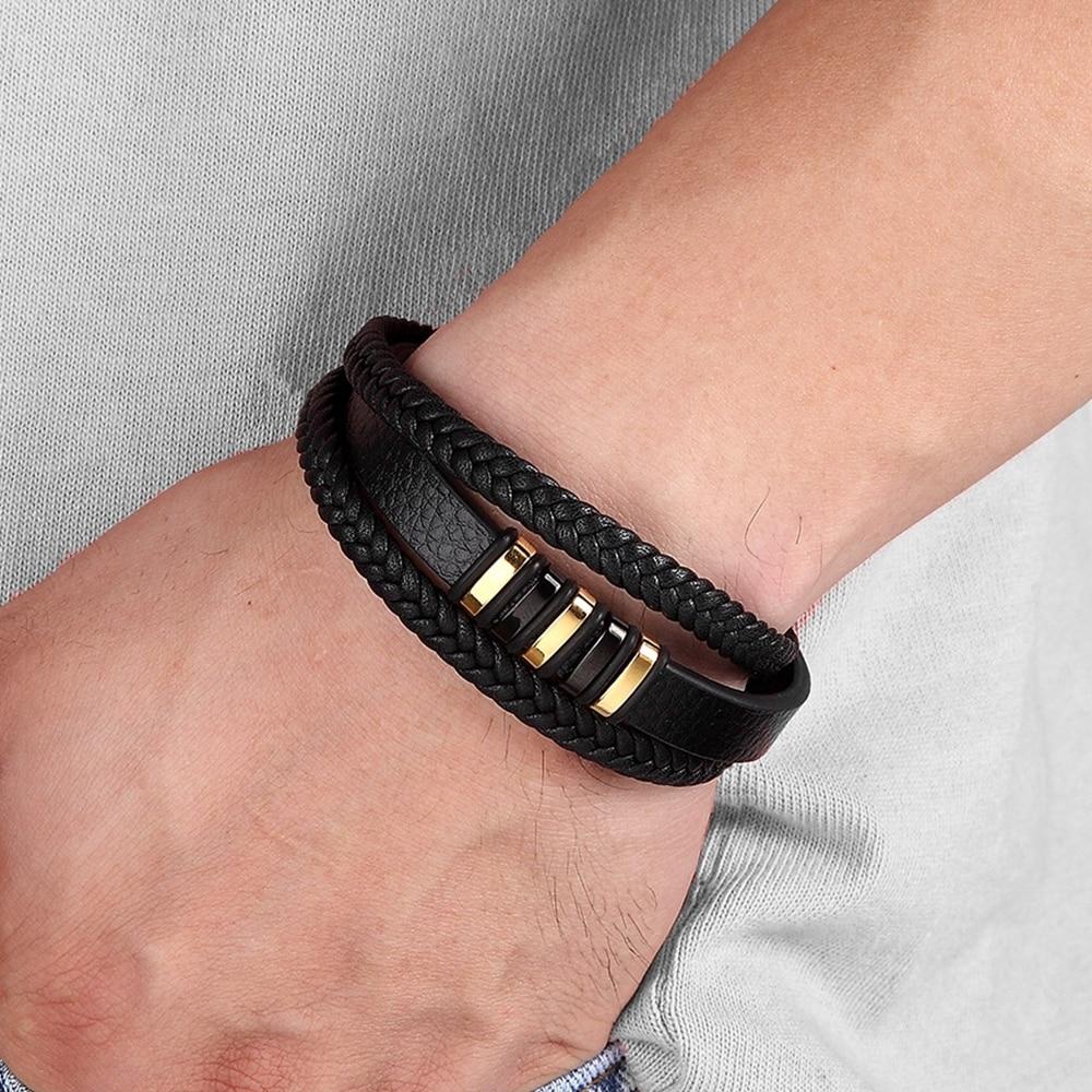 Stilvolle Armbänder Aus Echtem Leder Für Männer-Bella Webshop