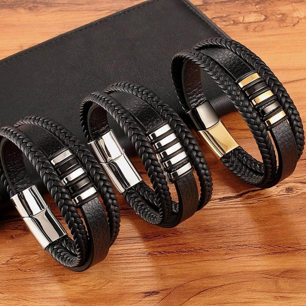 Stilvolle Armbänder Aus Echtem Leder Für Männer-Bella Webshop