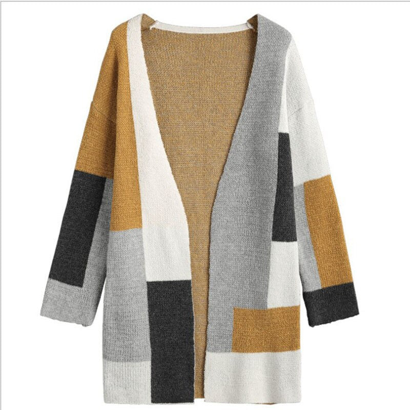 Tasche Kontrast Lose Strickjacke-Bella Webshop