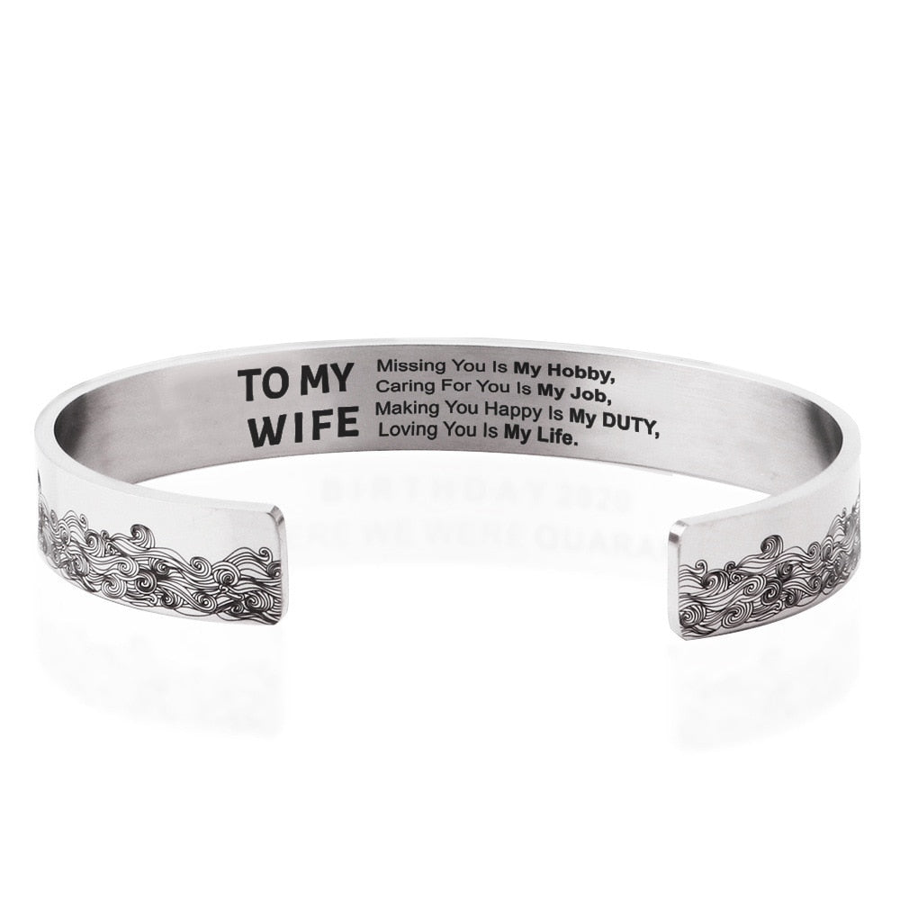To My Wife, Missing You Is My Hobby Manschettenarmband-Bella Webshop