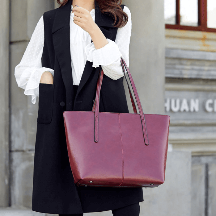 Vintage Öl Wachs Leder Tote Tasche-Bella Webshop